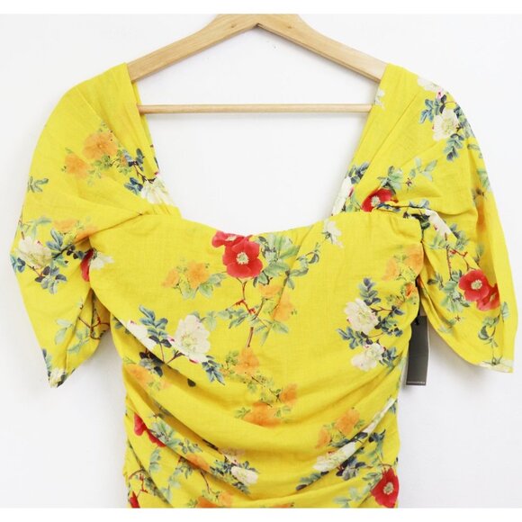 NEW Lovers + Friends Joss Dress Spring Bloom Floral Print Yellow Off Shoulder S - Picture 5 of 8
